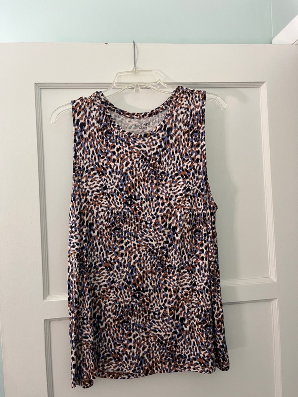 Nine West Blue & Brown Animal Print Sleeveless Top